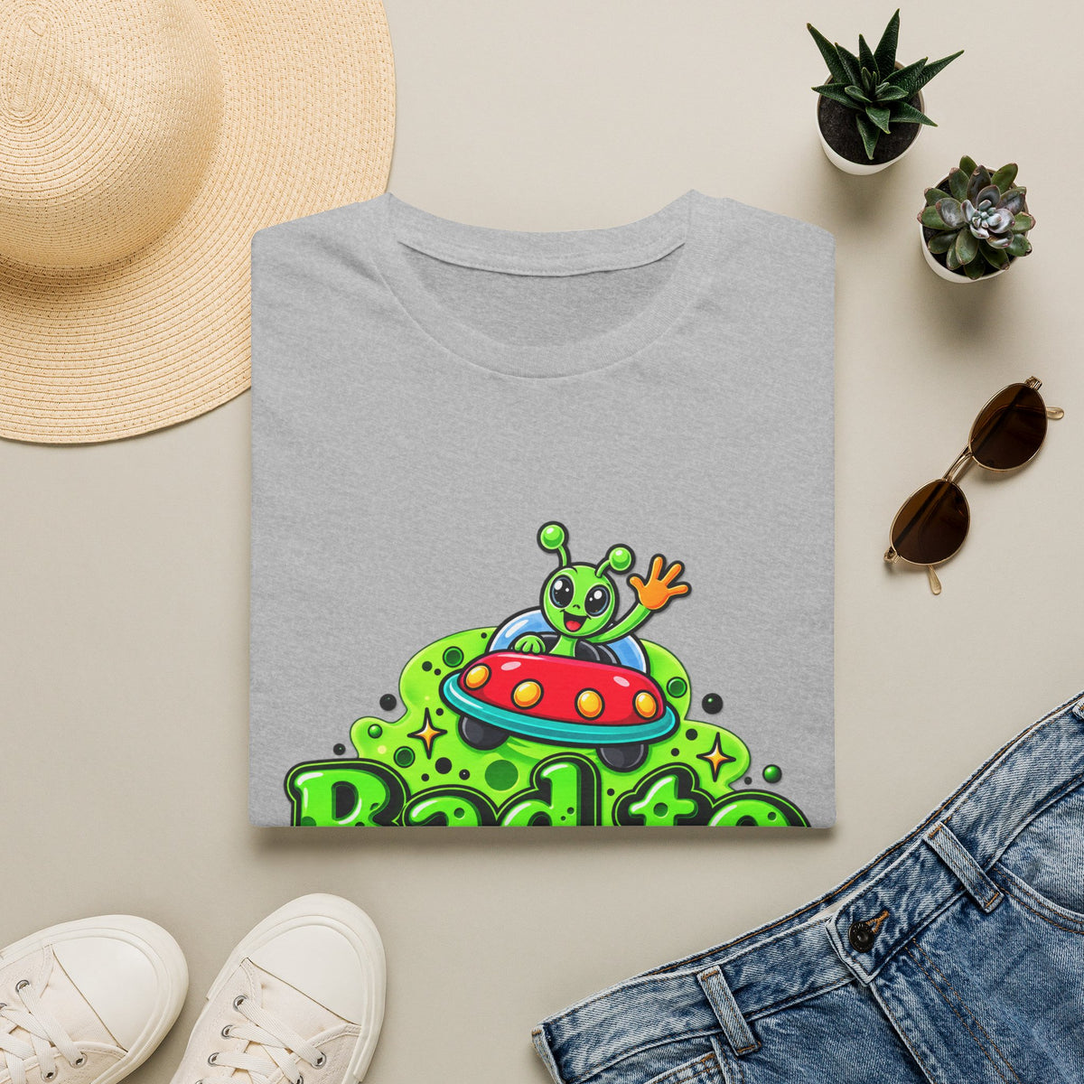 Bad to the Bone Alien T-Shirt — Cute UFO Cartoon Tee