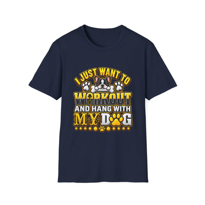Workout & Hang With My Dog T-Shirt — Funny Dog Lover Fitness Tee