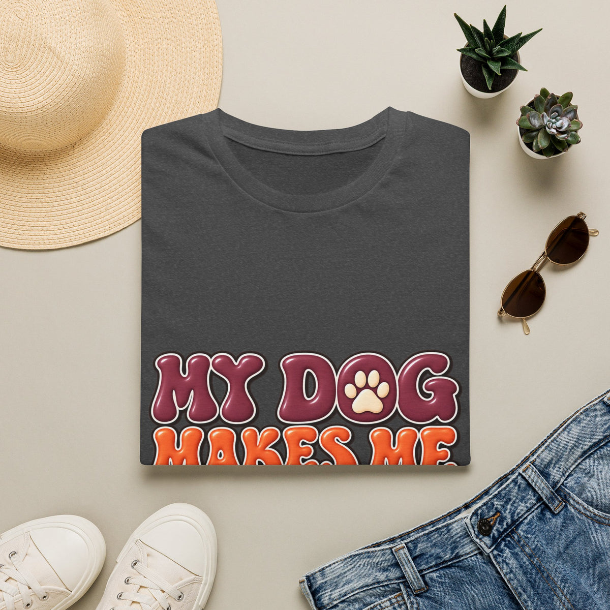 My Dog Makes Me Happy" Retro Paw Graphic