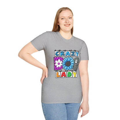 Crazy Dog Lady T-Shirt — Colorful Floral Typography
