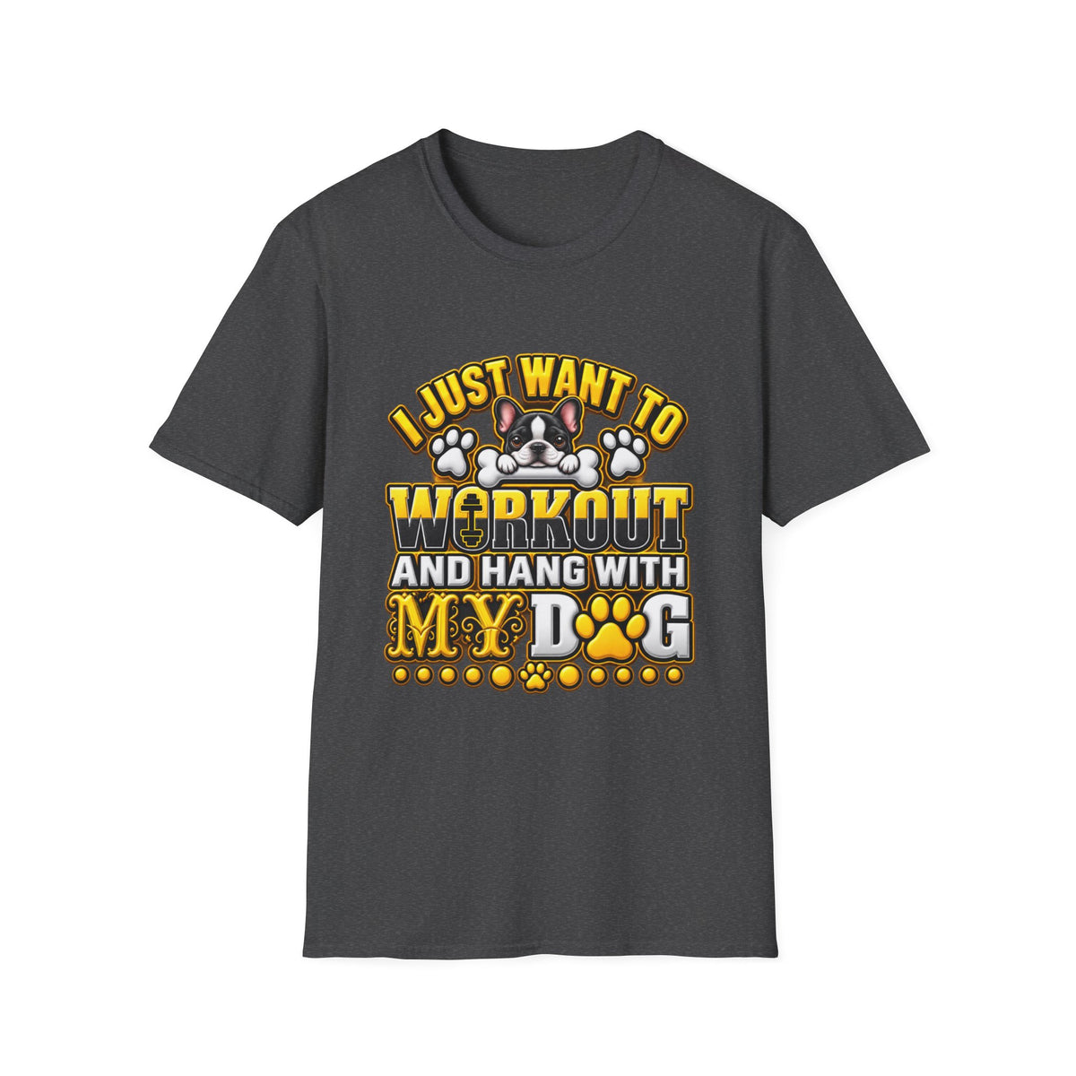 Workout & Hang With My Dog T-Shirt — Funny Dog Lover Fitness Tee