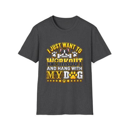 Workout & Hang With My Dog T-Shirt — Funny Dog Lover Fitness Tee