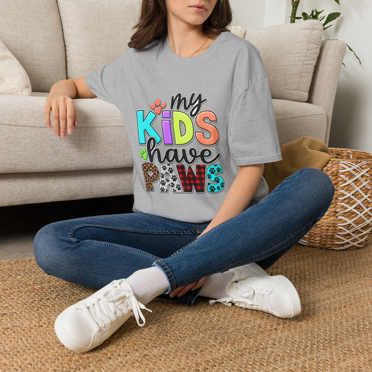 My Kids Have Paws T-Shirt — Colorful Pet Parent Mom Tee