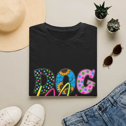 Dog Mom T-Shirt  Colorful Floral & Polka Dot Graphic