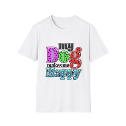 My Dog Makes Me Happy Colorful Retro Graphic