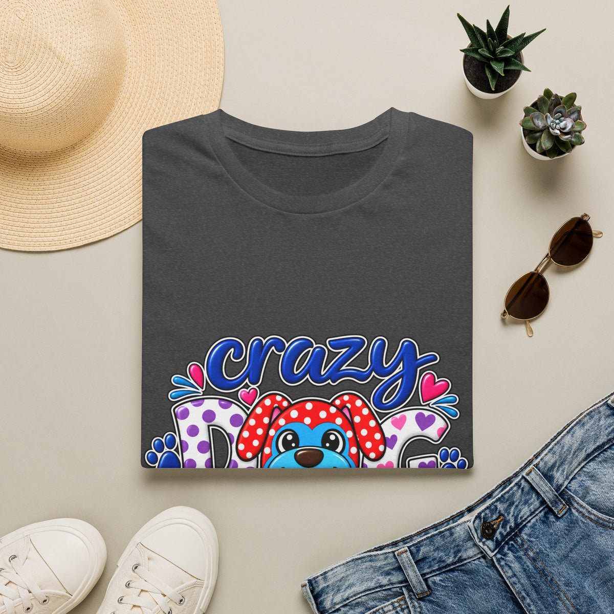 Crazy Dog Lady T-Shirt — Playful Polka Dot Puppy
