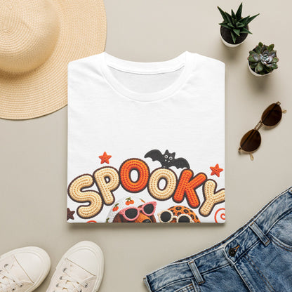 Spooky Halloween T‑Shirt — Cute Pumpkins, Bat & Leopard Print Ghosts