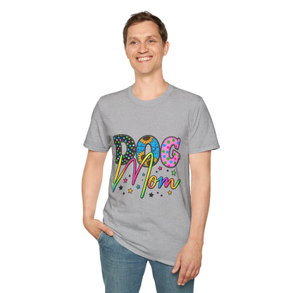 Dog Mom T-Shirt  Colorful Floral & Polka Dot Graphic