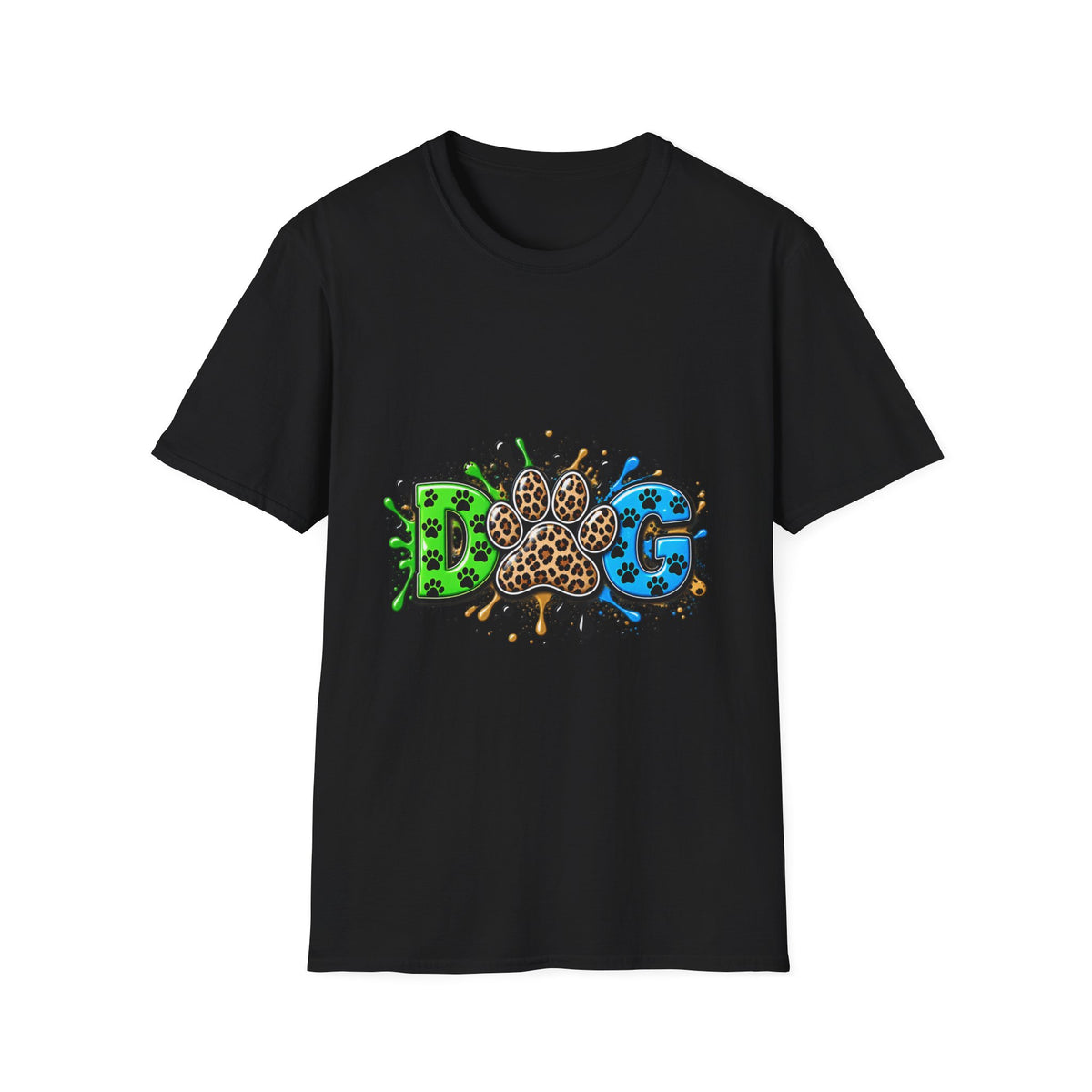 Dog Paw Splash T-Shirt Leopard Print Paw Graphic
