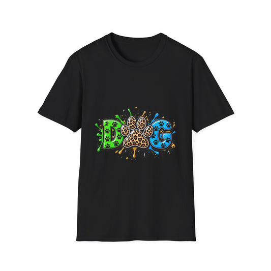 Dog Paw Splash T-Shirt Leopard Print Paw Graphic