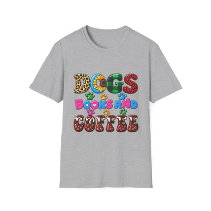 T-Shirt — Dogs, Books and Coffee Graphic Tee
