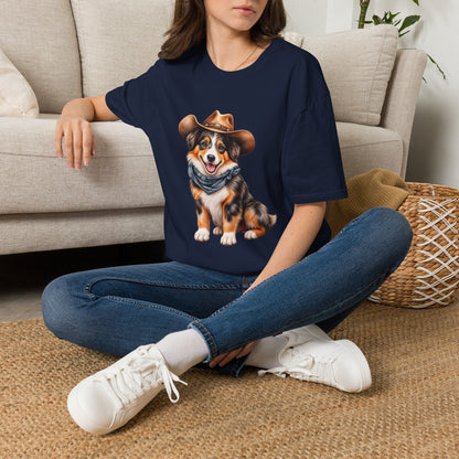 Cowboy Dog T-Shirt — Cute Australian Shepherd in Hat