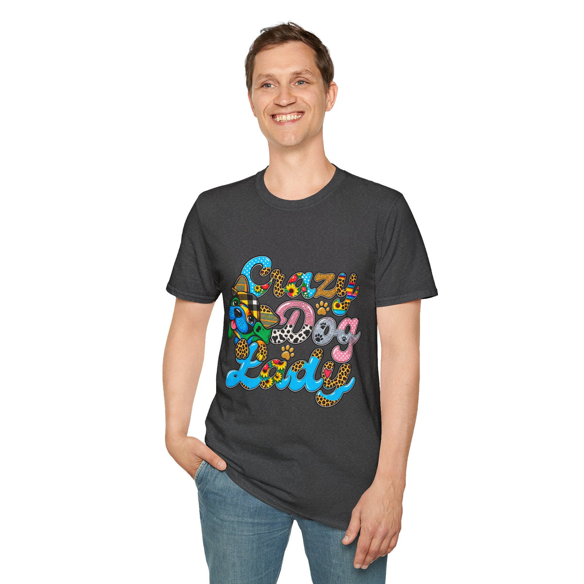 Crazy Dog Lady T-Shirt — Colorful Retro Dog Lover Tee