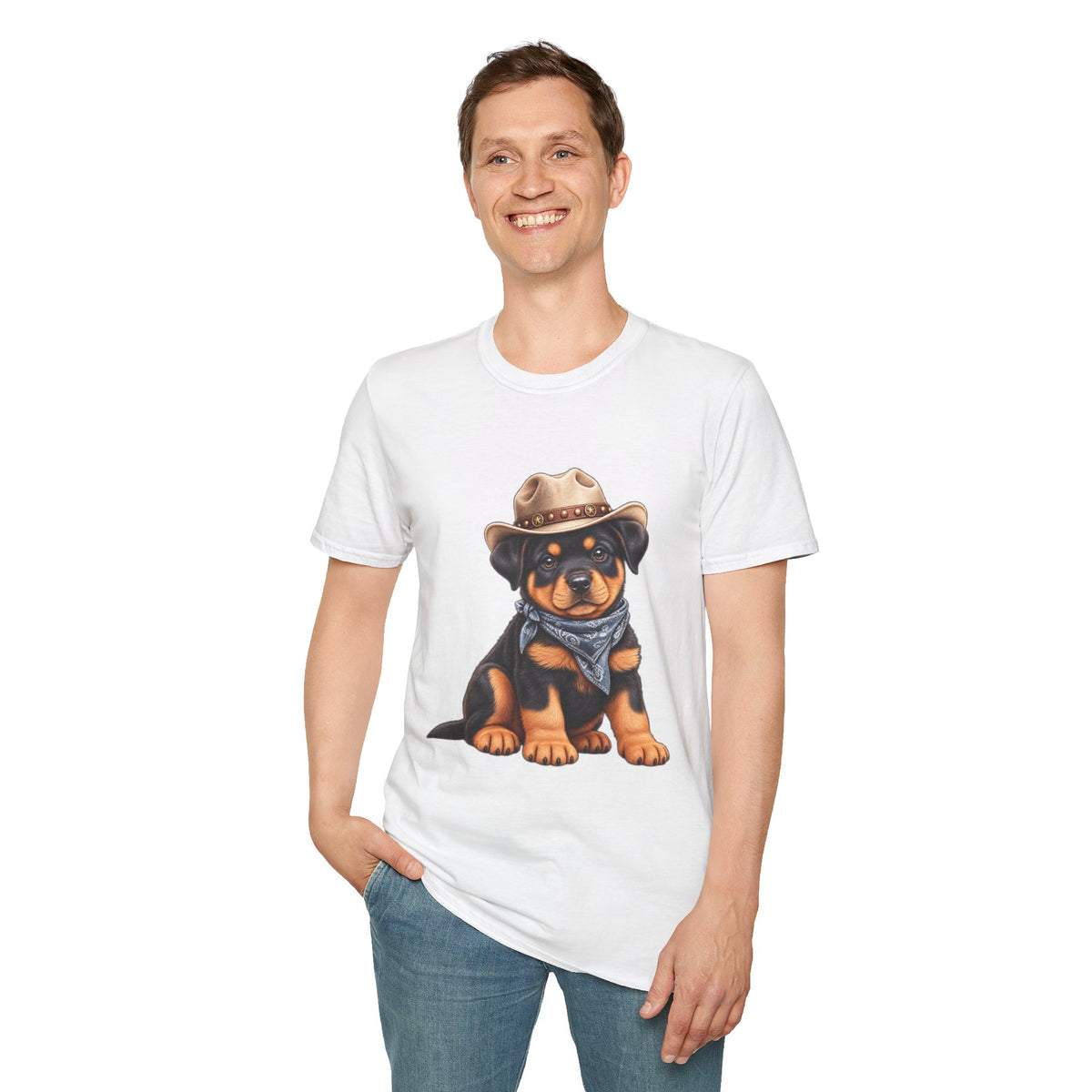 Cowboy Rottweiler T-Shirt Cute Puppy in Cowboy Hat