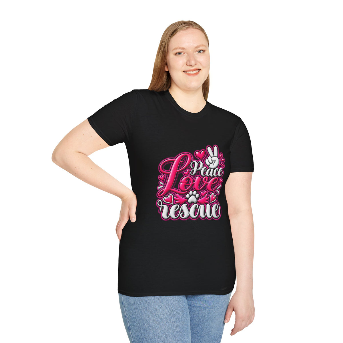 Rescue Love T-Shirt — "Peace Love Rescue" Pet Rescue Animal Advocate Tee
