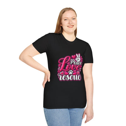 Rescue Love T-Shirt — "Peace Love Rescue" Pet Rescue Animal Advocate Tee