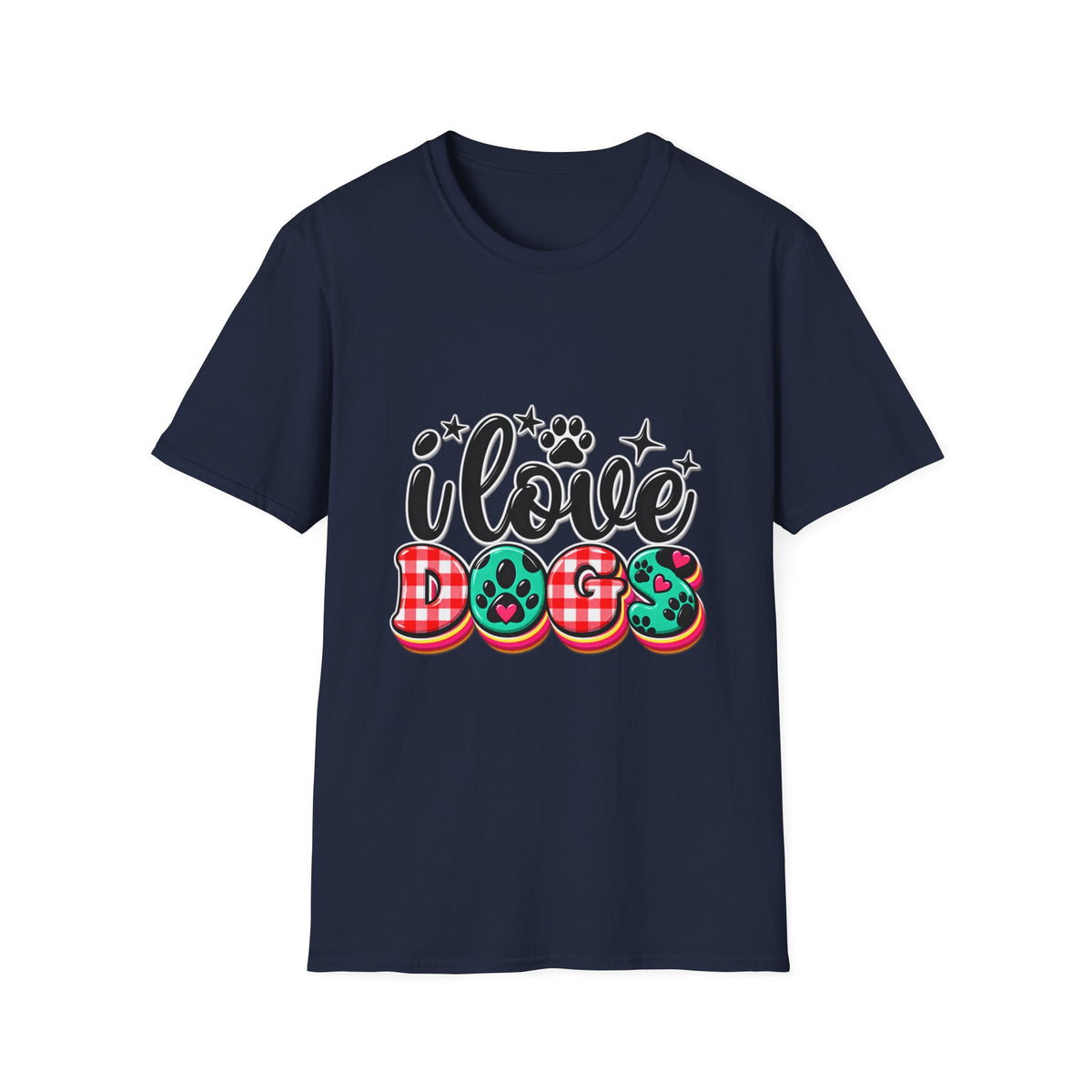 I Love Dogs T-Shirt — Cute Paw Print Graphic Tee for Dog Lovers