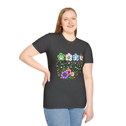Mom Paw Print Floral T-Shirt  Mother’s Day Pet Lover Tee