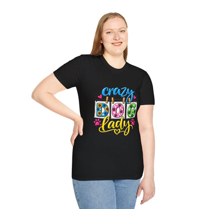Crazy Dog Lady T-Shirt — Cute Floral & Paw Print Design