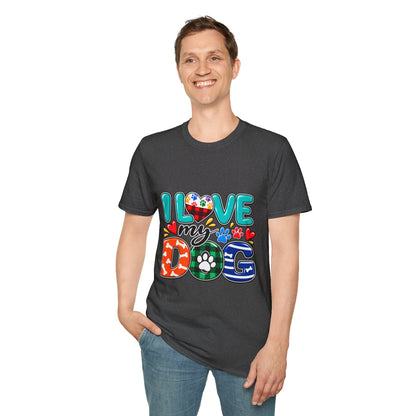 I Love My Dog Colorful Paw Heart T-Shirt