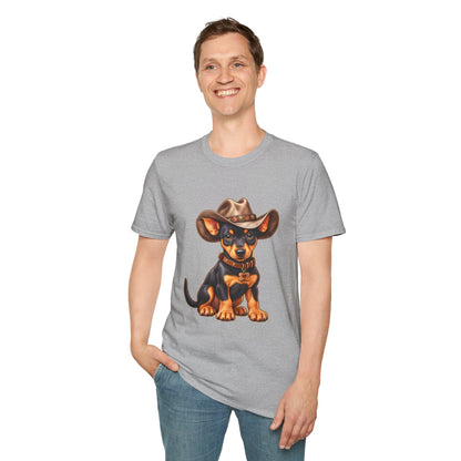 Cowboy Pup T‑Shirt  Cute Dachshund in Western Hat