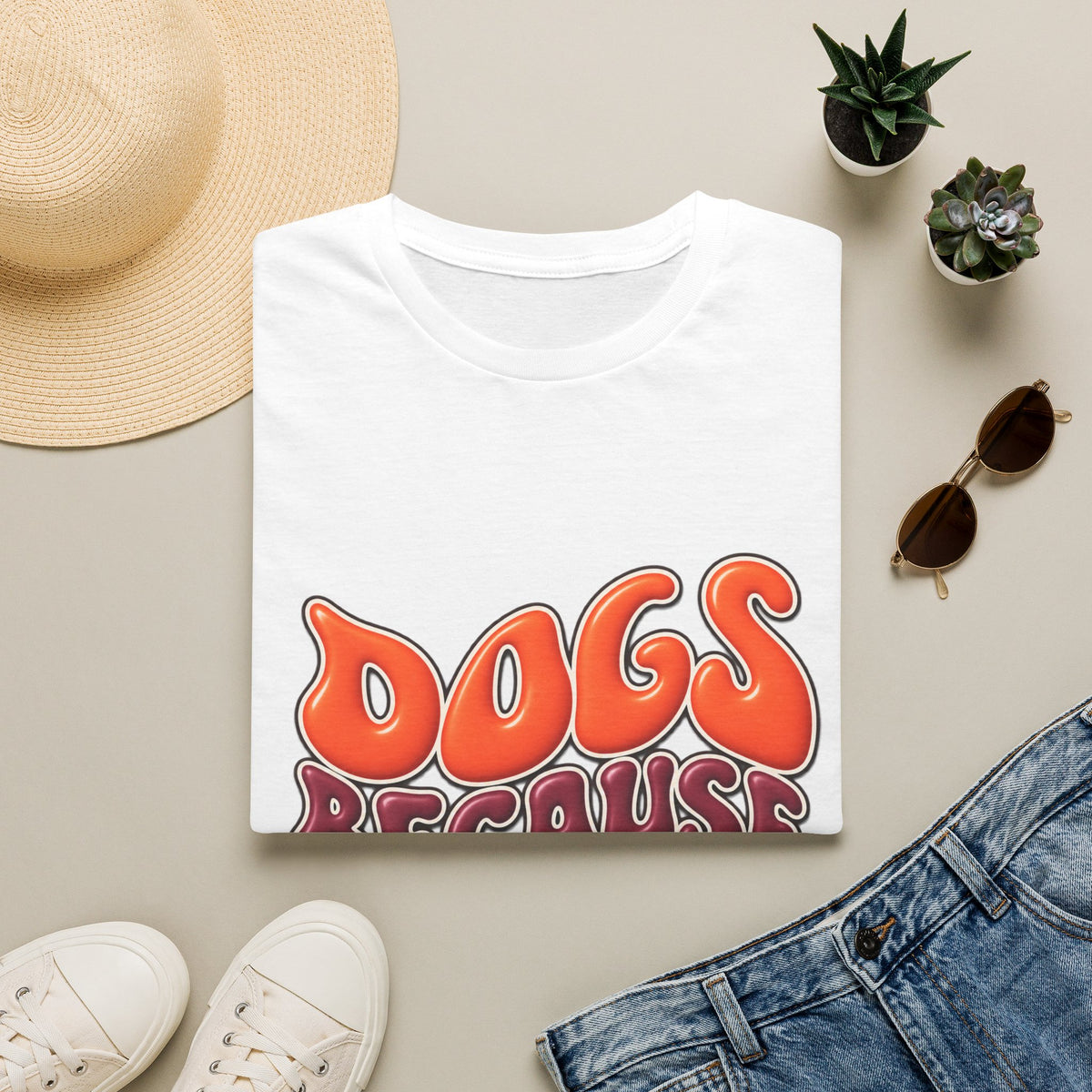 Dogs Because Dudes T-Shirt — Retro Funky Tee for Dog Lovers