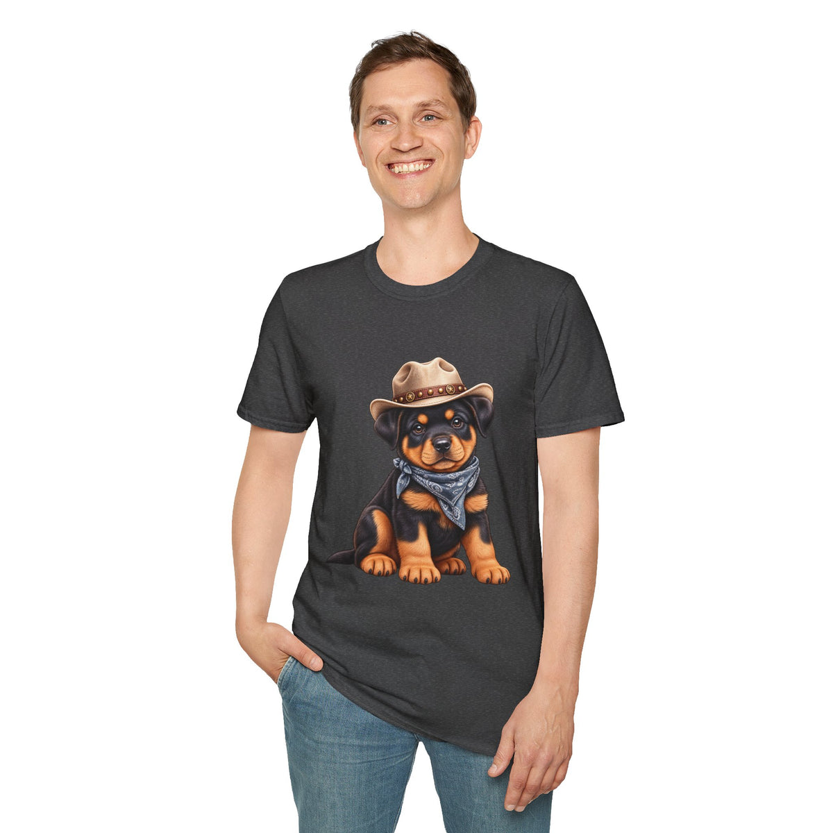 Cowboy Rottweiler T-Shirt Cute Puppy in Cowboy Hat
