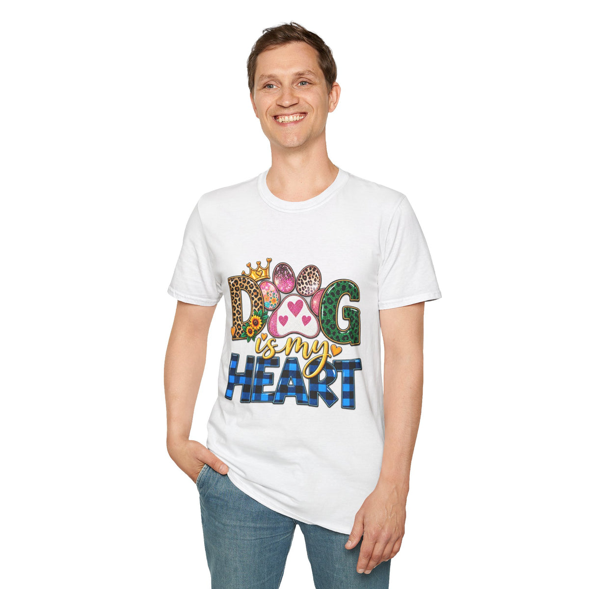 Dog Is My Heart T-Shirt — Colorful Paw Print