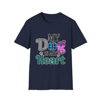 My Dog Is My Heart T-Shirt — Colorful Plaid