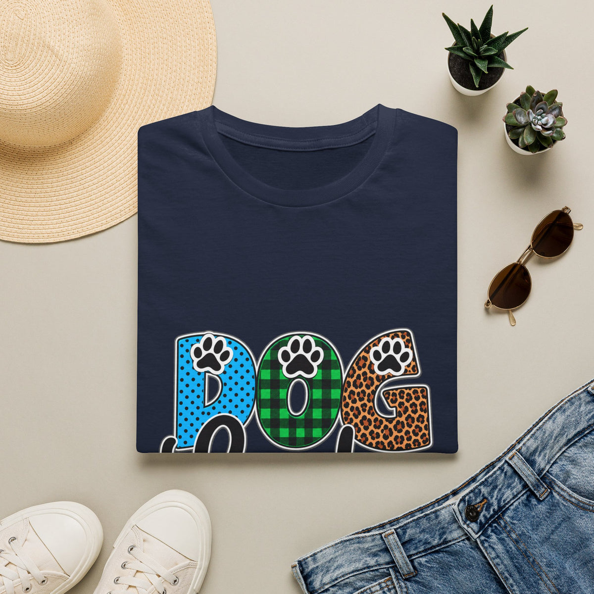 Dog Lady T‑Shirt — Colorful Paw Print DOG Graphic Tee for Pet Lovers