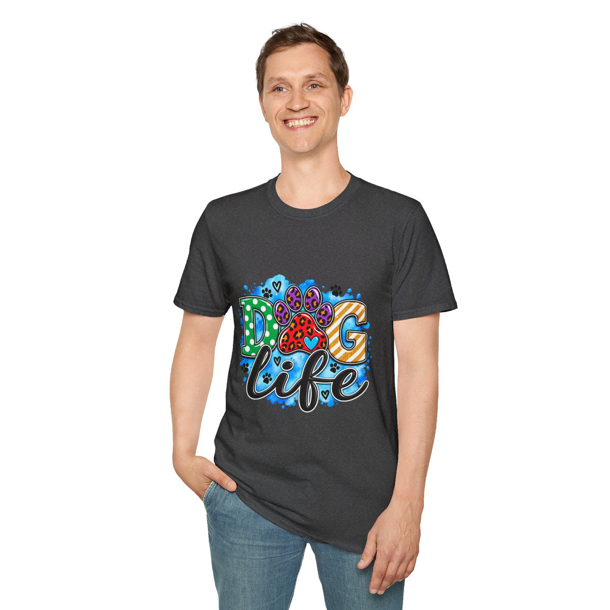 Dog Life T-Shirt — Colorful Paw Print Rescue Lover Tee