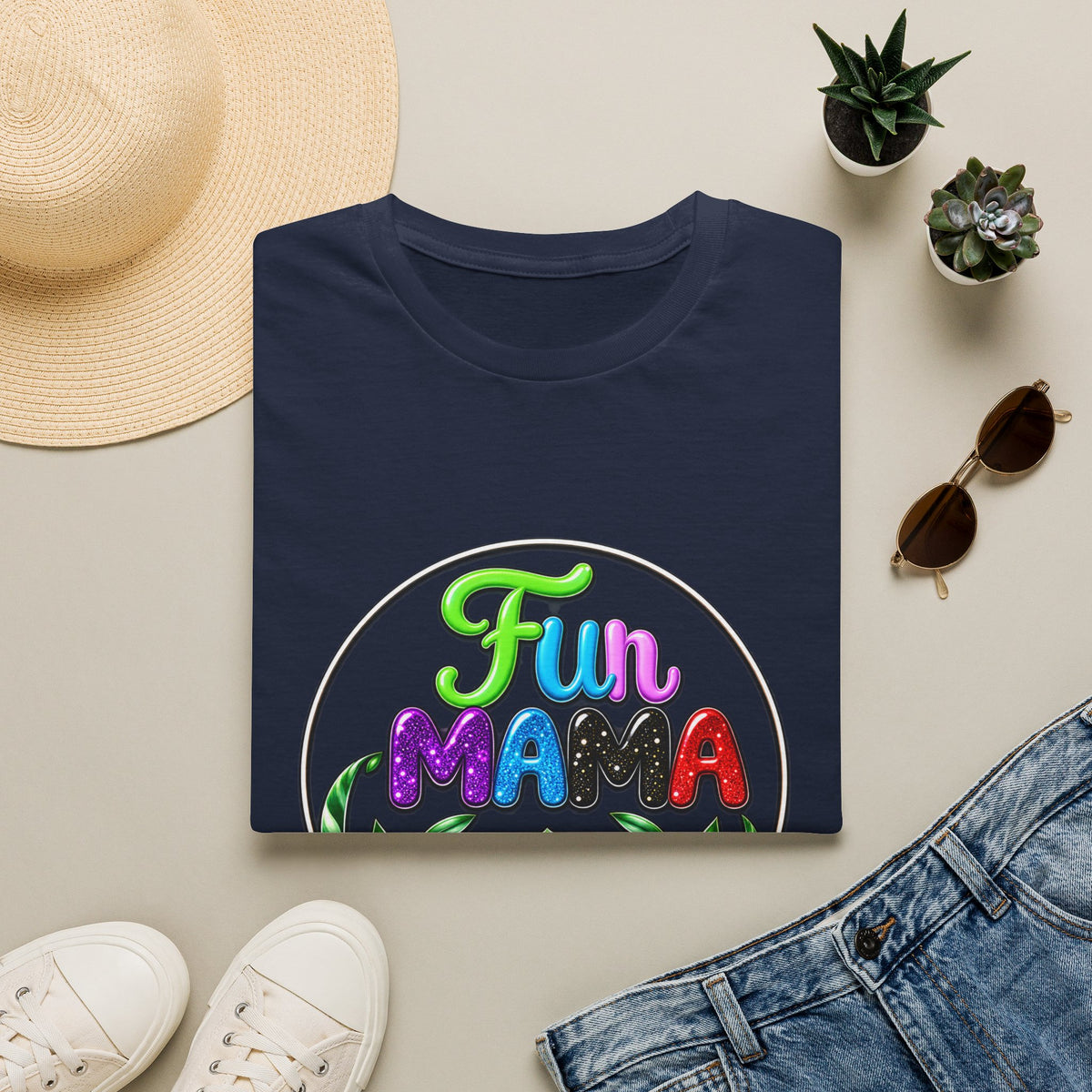 Fun Mama T-Shirt — Colorful Floral Succulent Mom Tee