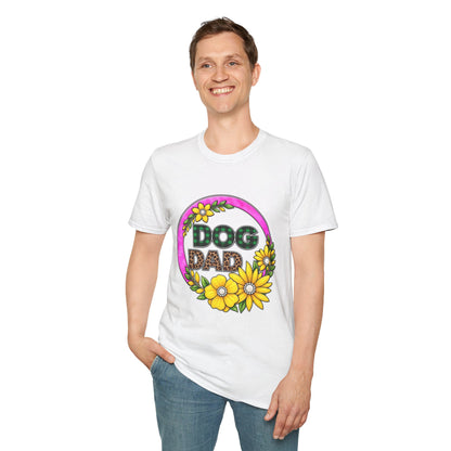 Dog Dad T‑Shirt — Floral Plaid Pet Lover Tee