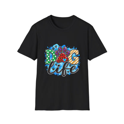 Dog Life T-Shirt — Colorful Paw Print Rescue Lover Tee