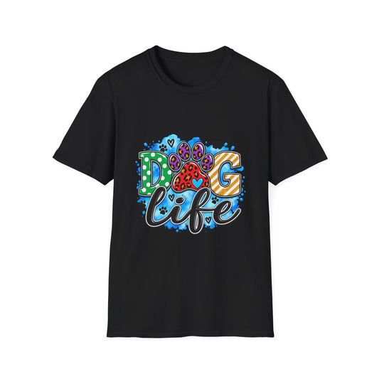 Dog Life T-Shirt — Colorful Paw Print Rescue Lover Tee