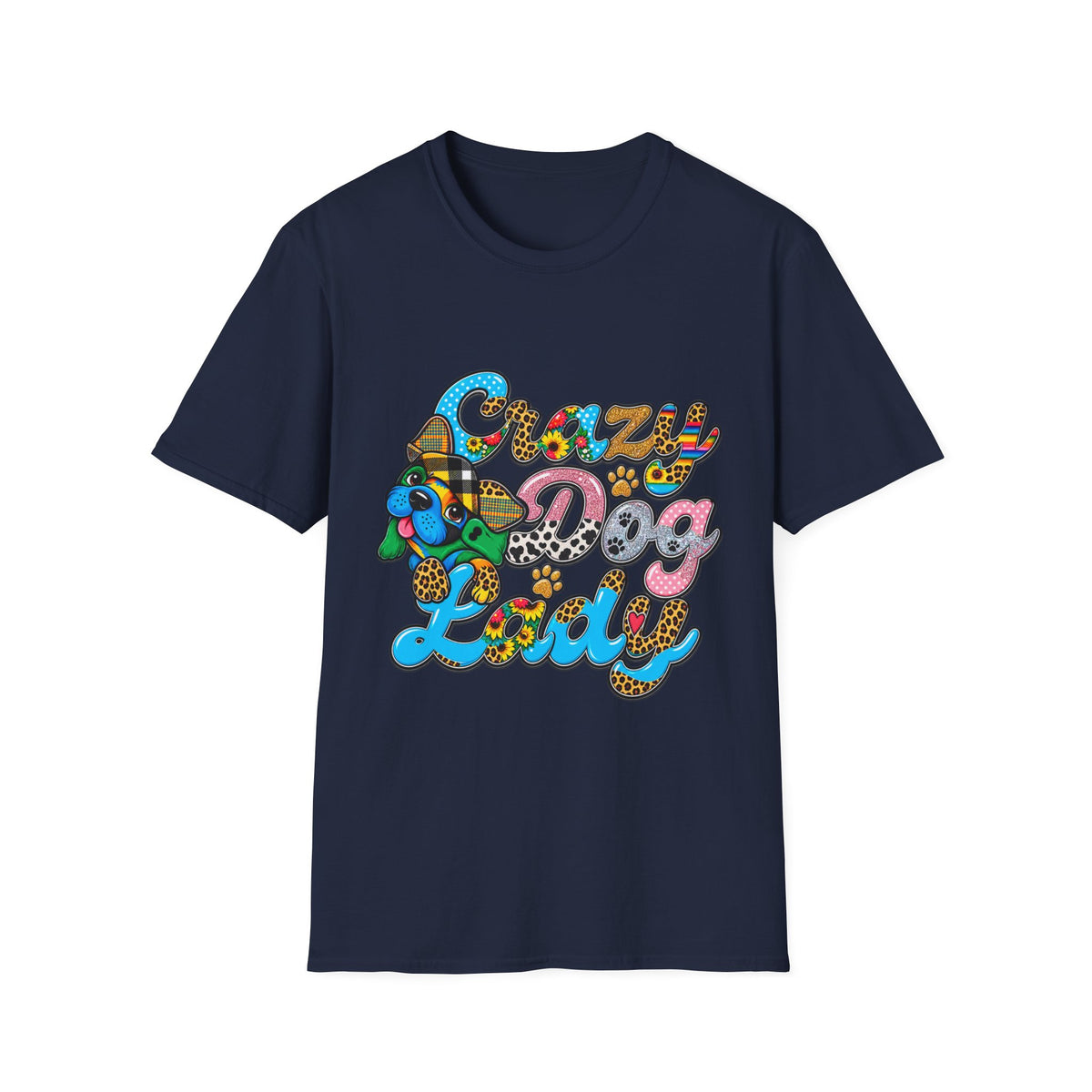 Crazy Dog Lady T-Shirt — Colorful Retro Dog Lover Tee