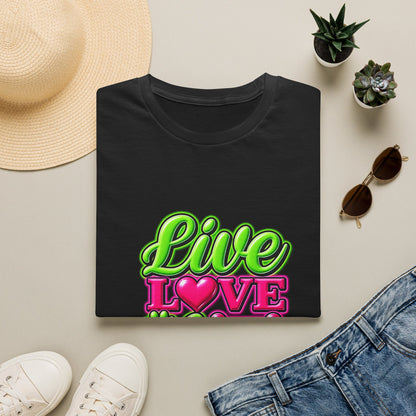 Live Love Dogs T-Shirt — Bright Neon Paw Graphic Tee