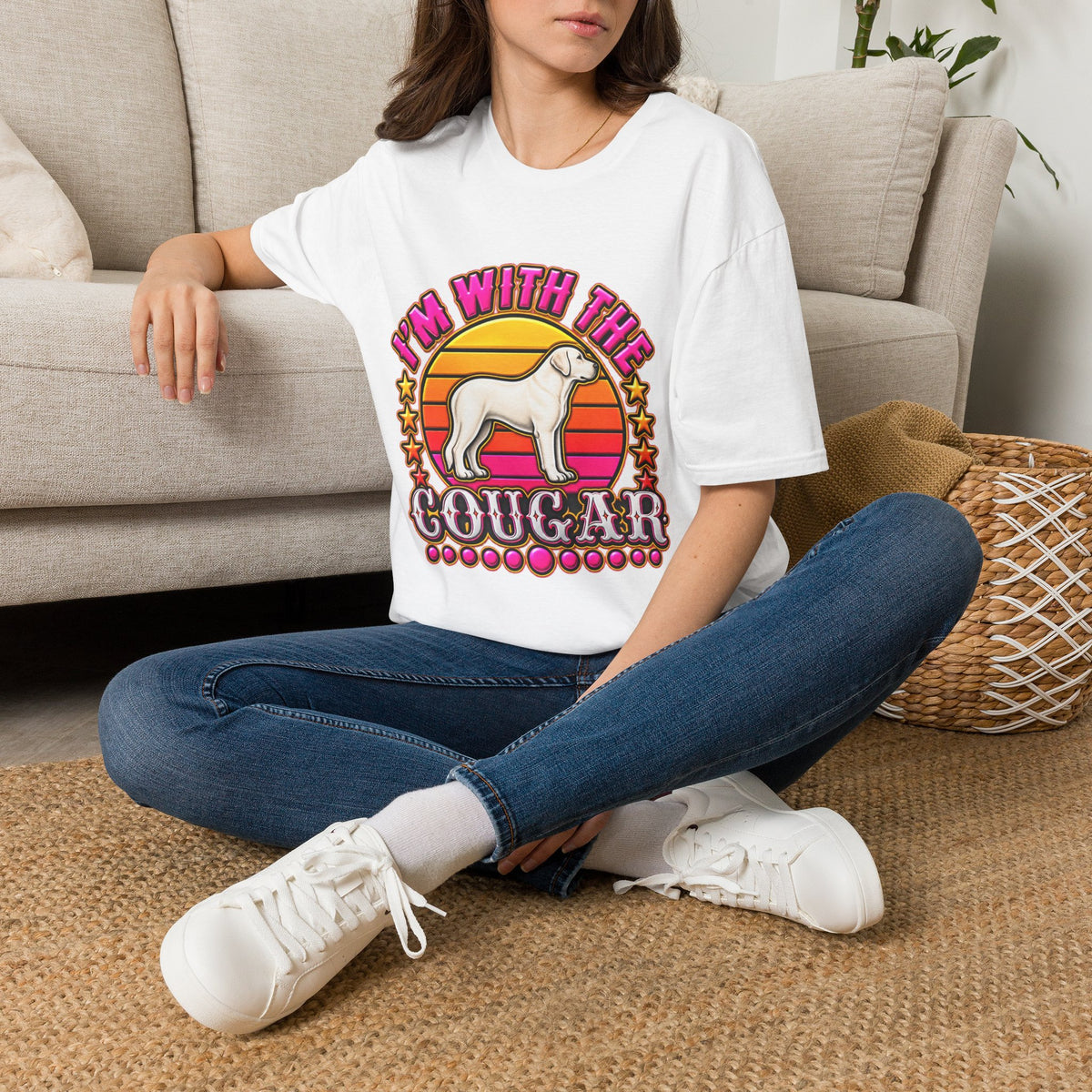 I'm With the Cougar T-Shirt – Retro Sunset Cougar Graphic Tee