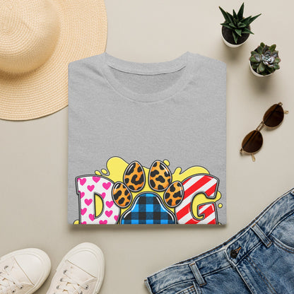 Dog Mom T‑Shirt — Colorful Paw Print Design
