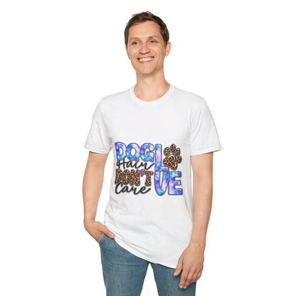 Dog Mom T-Shirt - "Dog Hair Don’t Care" Leopard Paw Graphic