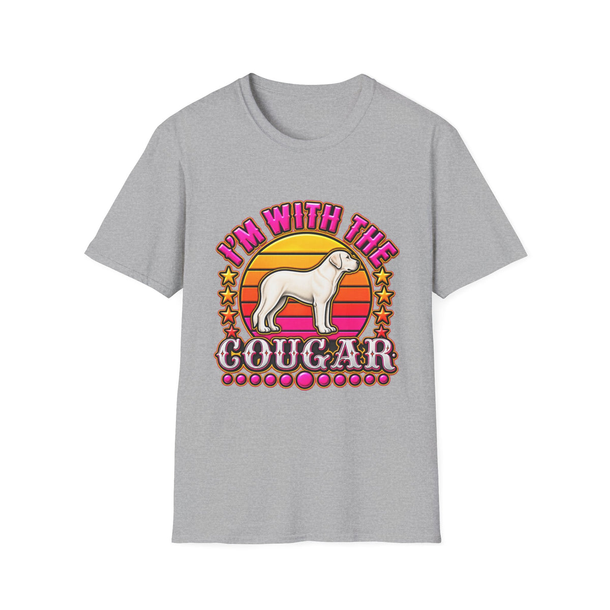 I'm With the Cougar T-Shirt – Retro Sunset Cougar Graphic Tee