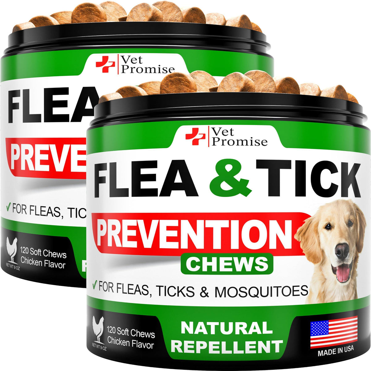 2-Pack Flea & Tick Prevention Chewables for Dogs