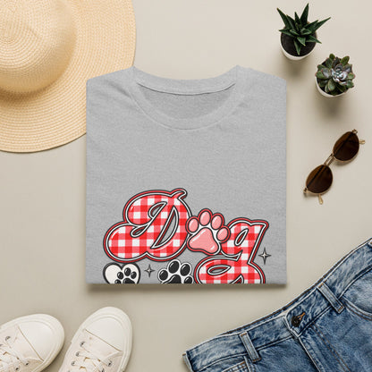 Dog Mom T-Shirt — Red Gingham Paw Graphic Tee