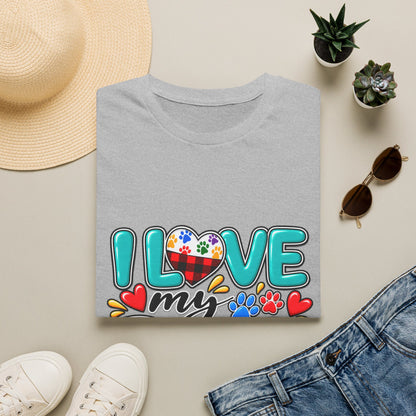 I Love My Dog Colorful Paw Heart T-Shirt