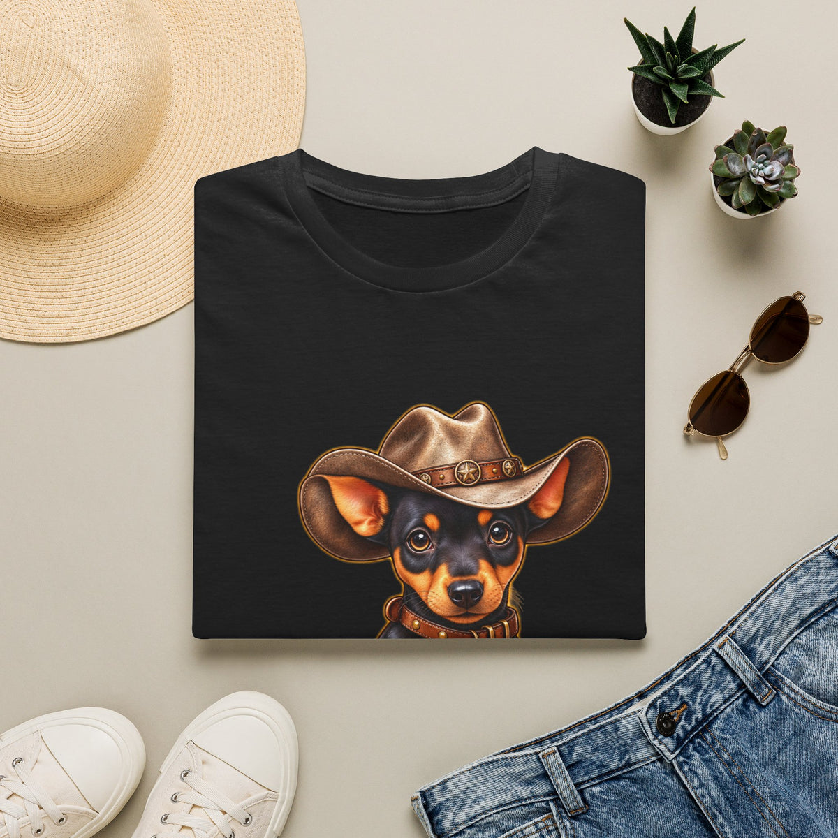 Cowboy Pup T‑Shirt  Cute Dachshund in Western Hat