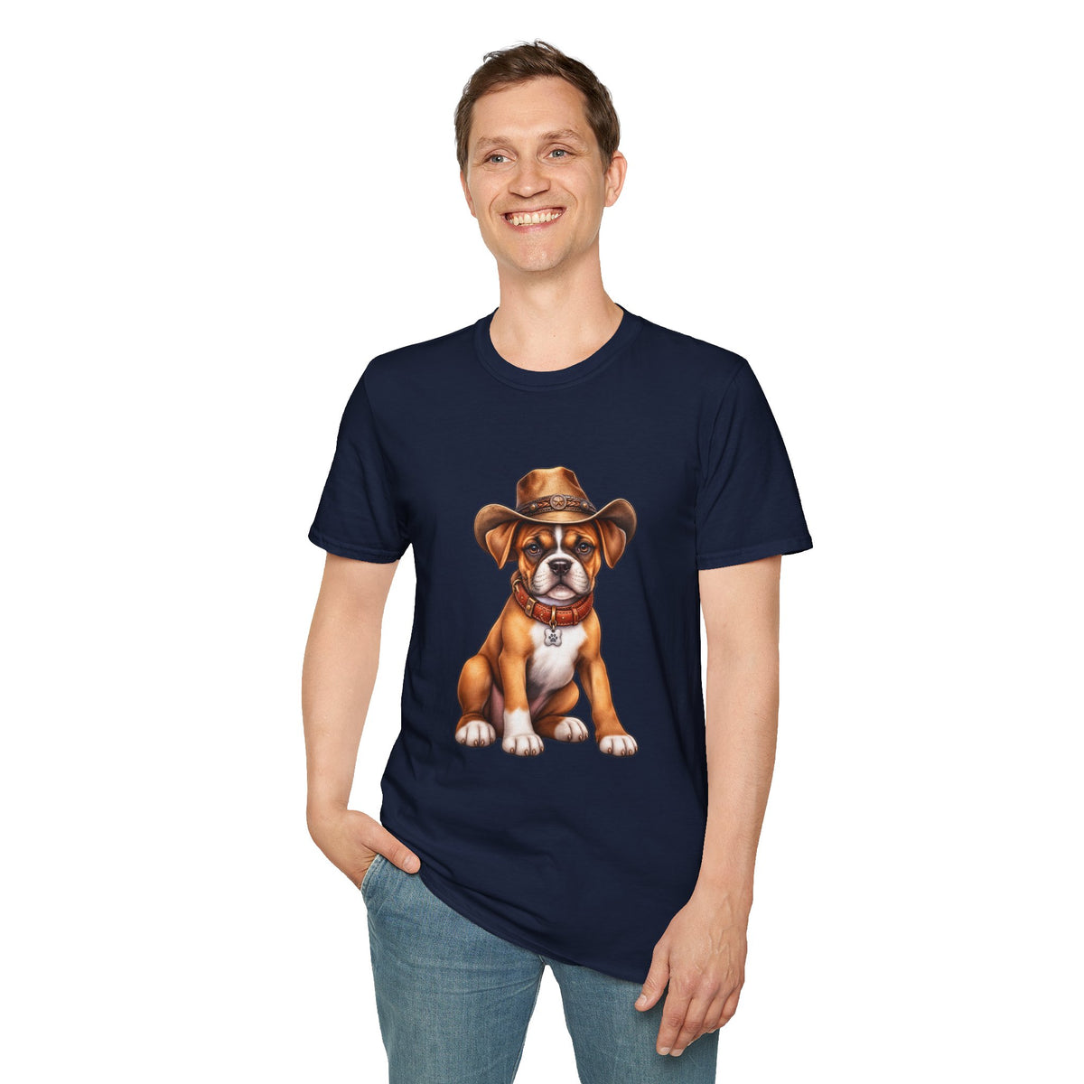 Cute Puppy Wearing Cowboy Hat Graphic Tee