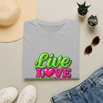 Live Love Dogs T-Shirt — Bright Neon Paw Graphic Tee