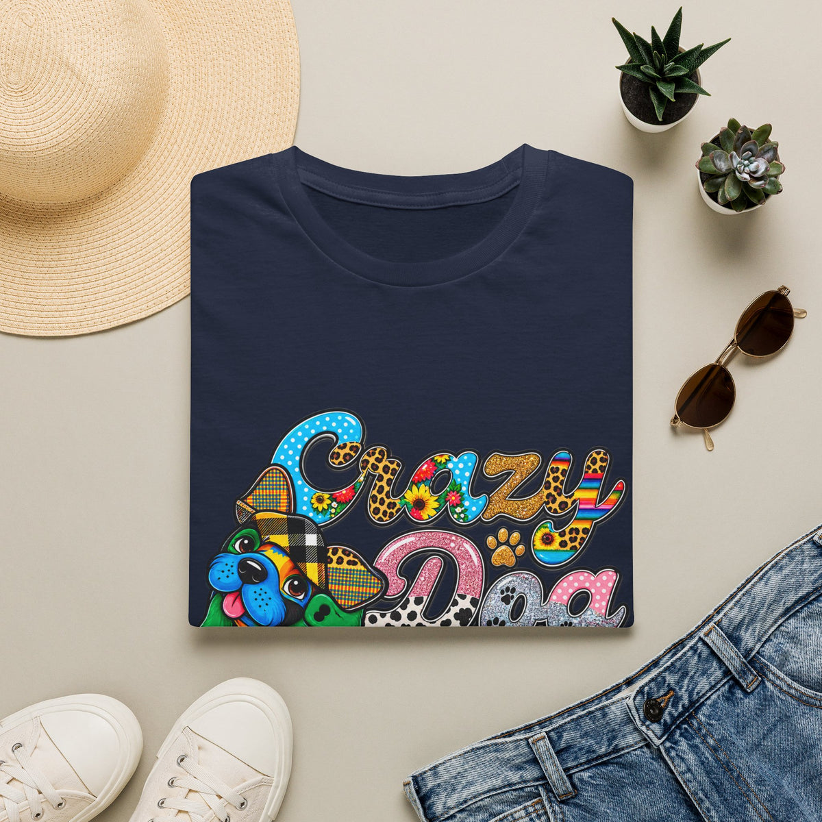 Crazy Dog Lady T-Shirt — Colorful Retro Dog Lover Tee