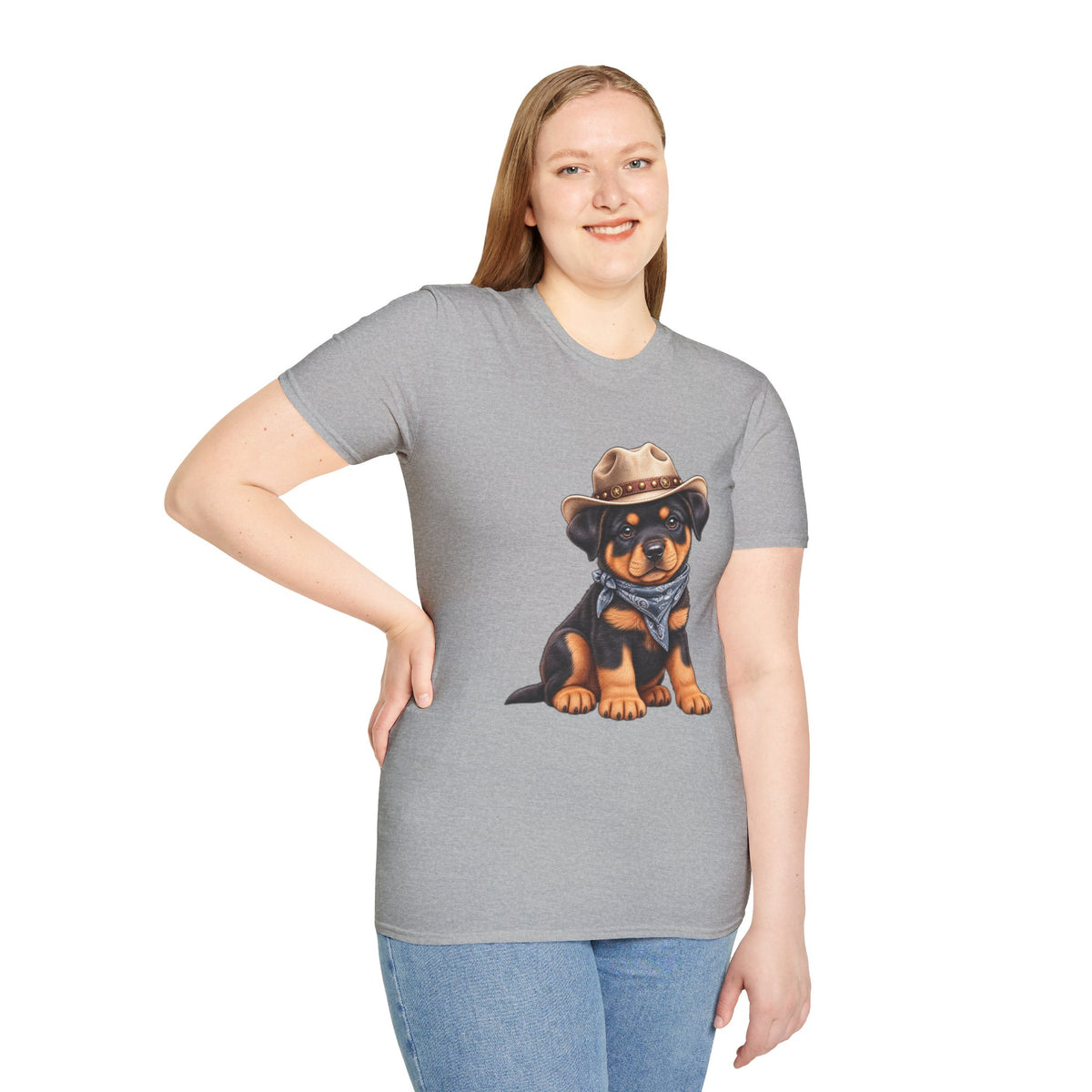 Cowboy Rottweiler T-Shirt Cute Puppy in Cowboy Hat