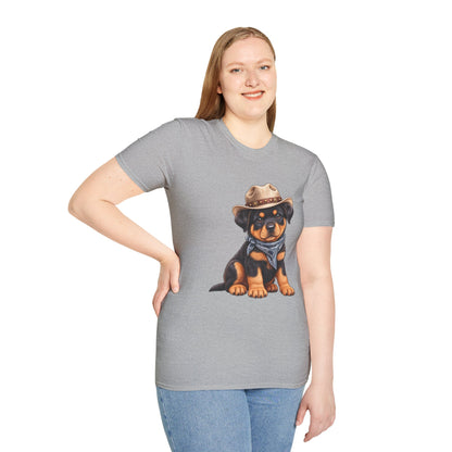 Cowboy Rottweiler T-Shirt Cute Puppy in Cowboy Hat